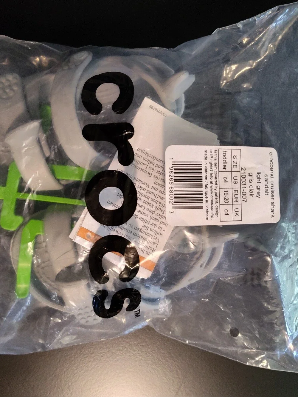 Toddlers Grey Shark-Crocs C4 Sandals